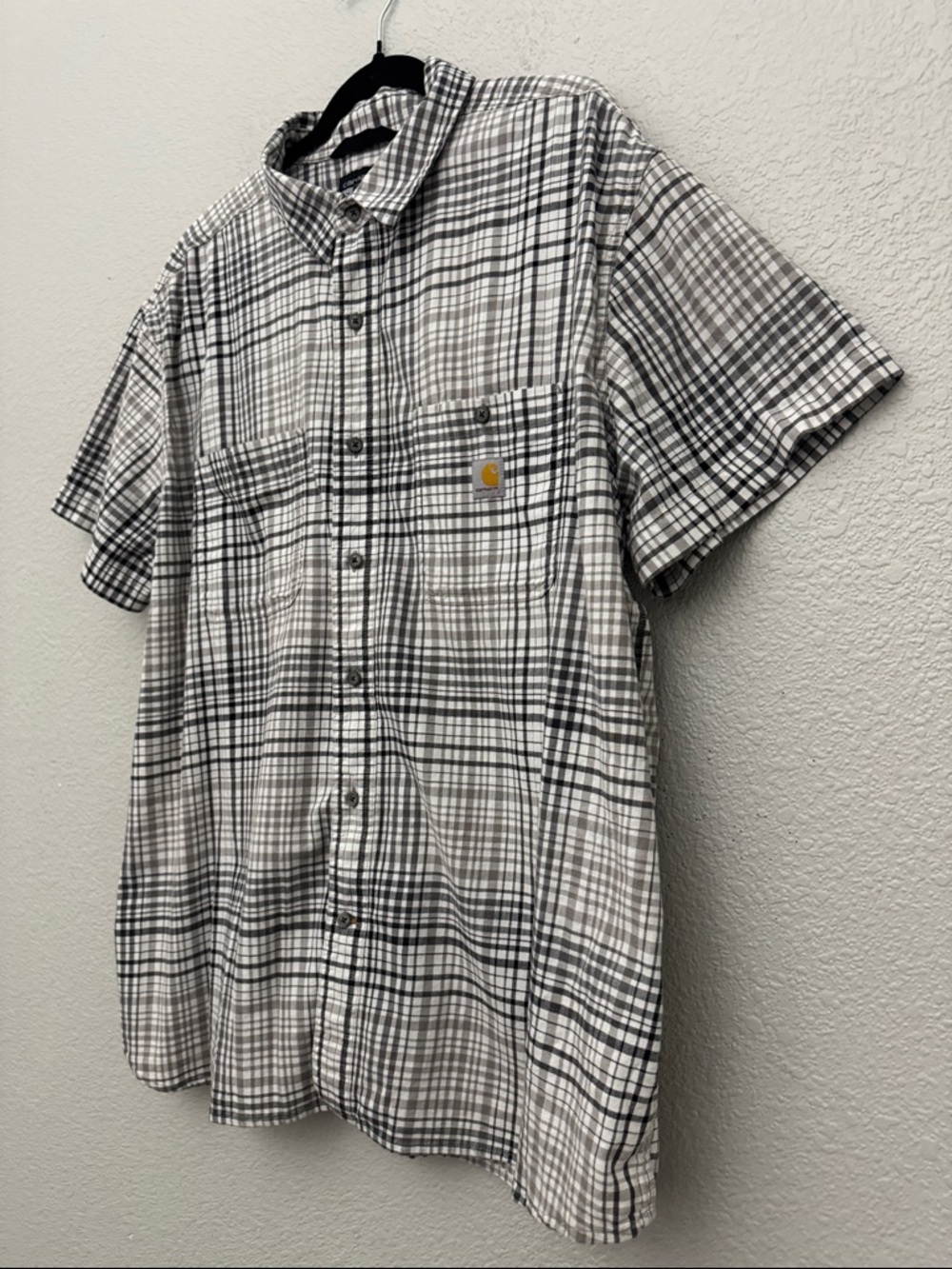 Carhartt Shirt Mens Size 2XL Gray Plaid Relaxed Fit Short Sleeve Button Front - Picture 6 of 11